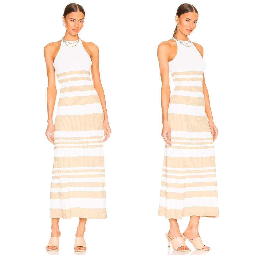 Significant Other Sage Maxi Dress Almond White Cream Stripe 2 XS Small Midi Tank - Picture 2 of 8